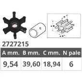 Jabsco 4528 Original Impeller Argenté 9.54 x 39.6 x 18.94 mm