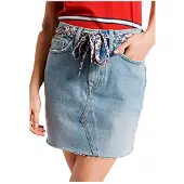 Superdry Denim Mini Skirt Gris 28 Femme