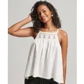 Superdry Vintage Halter Cami Sleeveless Blouse Beige S Femme