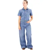 Pepe Jeans Evelyn Short Sleeve Jumpsuit Bleu S Femme