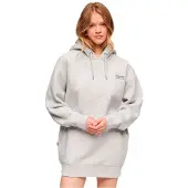Superdry Essential Hooded Sweat Long Sleeve Short Dress Gris S-M Femme