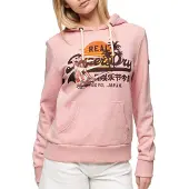 Superdry La Vl Graphic R Hoodie Rose 2XS Femme