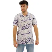 Superdry pour homme. M4010810A Chemise en lin imprimé blanc (S), Casuel, Manche courte