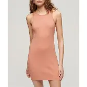Superdry Femme Robe Côtelée Brodée à dos Nageur Marron Taille: 36