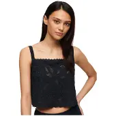 Superdry Femme Caraco Brodé Ibiza Bleu Marine Taille: 38