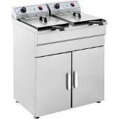 Royal Catering Friteuse électrique sur armoire - 2 x 16 l - 12 000 W - 400 V - Robinet de vidange - RCKF 16DSH