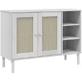 vidaXL Sideboard SENJA aspect rotin blanc 112x40x80 cm bois de pin