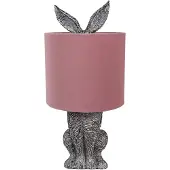 Clayre & Eef Lampe de table Lapin Ø 20x43 cm Marron Rose Polyrésine