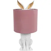 Clayre & Eef Lampe de table Lapin Ø 20x43 cm Blanc Rose Polyrésine