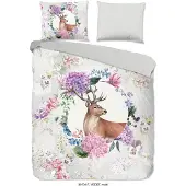 Good Morning Housse de couette Good Morning "Cerf" - Gris - (240x200/220 cm) - Flanelle de coton