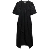 Superdry Femme Robe Mi-longue à Manches Courtes Noir Taille: 38