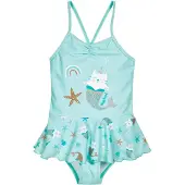 Playshoes Maillot de bain 'Einhornmeerkatze' aqua / blanc