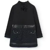 Boboli Combined Long Sleeve Dress Noir 16 Years Fille