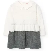 Boboli Knitwear Combined Long Sleeve Dress Blanc,Gris 18 Months Fille