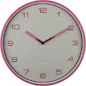 Karlsson - Horloge murale à chiffres alignés - Rose - Ø40cm