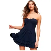 Superdry Femme Mini-robe Bustier en Dentelle Esprit Années 50 Bleu Marine Taille: 40