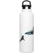 Fish Tank Great White Shark&diver Bottle 600ml Blanc
