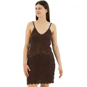 Superdry Femme Robe Courte Caraco en Crochet Marron Foncé Taille: 42