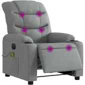vidaXL Fauteuil de massage électrique Tissu gris clair