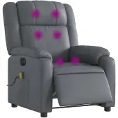 vidaXL Fauteuil de massage électrique gris similicuir