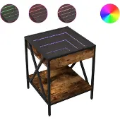 vidaXL Table basse avec Infinity-LED chêne fumé 40x40x49 cm