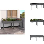 vidaXL Jardinière avec doublure gris 203x53x76 cm bois massif de sapin