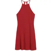 Superdry pour femme. W8011614A Mini robe rouge en maille avec ceinture volantée (L), Casuel, Viscose, Sans manches / bretelles