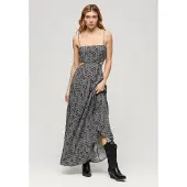 Superdry Femme Robe Longue à dos Ajouré Noir Taille: 42