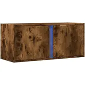 vidaXL Armoire TV murale avec éclairage LED chêne fumé 80x31x35 cm