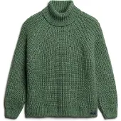 Superdry pour femme. W6110397A Pull vert « Slouchy Stitch Roll » (XS), Casuel, Acrylique, Manche longue