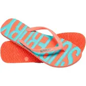 Superdry Femme Logo En Relief Vintage Véganes Tongs, Corail &amp; Bleu - Pointure: 3-4