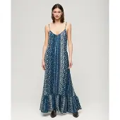 Superdry Femme Robe Longue Caraco de Plage Bleu Taille: 36