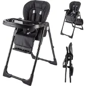 X-adventure Chaise haute pour bébé - Chaise haute réglable en hauteur avec tablette & harnais 5 points, 6 mois et plus - Noir