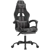 vidaXL Chaise de jeu avec repose-pieds Noir et gris Similicuir