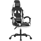 vidaXL Chaise de jeu avec repose-pieds noir et blanc similicuir