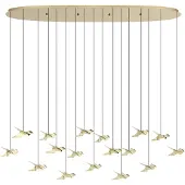 Eglo Suspension 17 lumières, modèle Paratebueno, en laiton