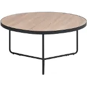 Beliani Table basse marron noir MDF cadre stable rond moderne industriel