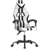 vidaXL Chaise de jeu blanc et noir similicuir