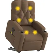vidaXL Fauteuil de massage électrique avec releveur Marron Tissu