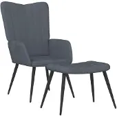 vidaXL Fauteuil relax avec pouf gris foncé velours
