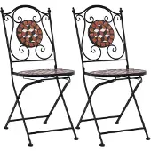 vidaXL Chaises de bistrot Mosaïque 2 pcs. Céramique Marron