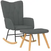vidaXL Chaise à bascule avec repose-pied Gris foncé Tissu