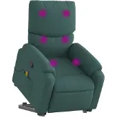 vidaXL Fauteuil de massage avec releveur Vert foncé Tissu