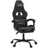 vidaXL Chaise de jeu pivotante avec repose-pied Noir Similicuir