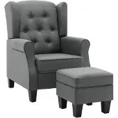 vidaXL Fauteuil avec repose-pieds Tissu gris clair