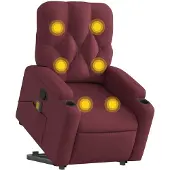 vidaXL Fauteuil de massage avec releveur vin rouge Tissu