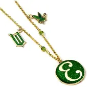 Ginza.se WICKED Elphaba 'E' Icon Green & Gold Necklace with Charm Embellissements