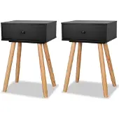 vidaXL Table de chevet 2 pcs Bois de pin massif 40 x 30 x 61 cm Noir