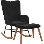 vidaXL Chaise à bascule avec repose-pied Noir Velours