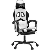 vidaXL Chaise de jeu avec repose-pieds Blanc et noir Similicuir